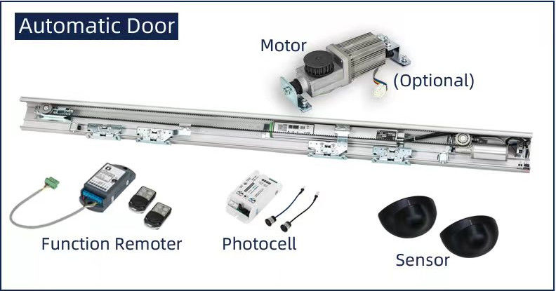 Operador automático de puertas correderas telescópicas de 24 V para puertas de vidrio enmarcadas