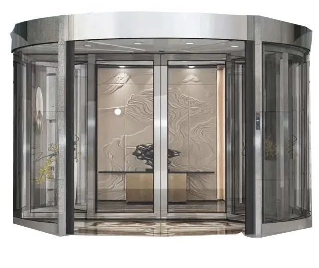 Cuadro de puerta de aleación de aluminio Puerta giratoria automática con 10 vidrios templados de 12 mm