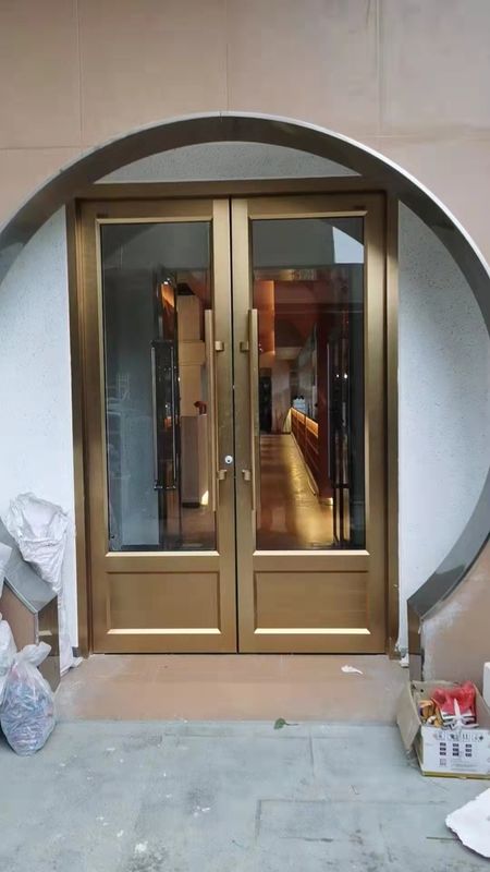 Modernos interiores decorativos balcón tienda puerta frontal de aluminio